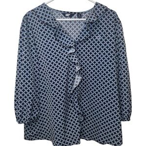 Chase Lands' End Blue Ruffled Blouse (14)
